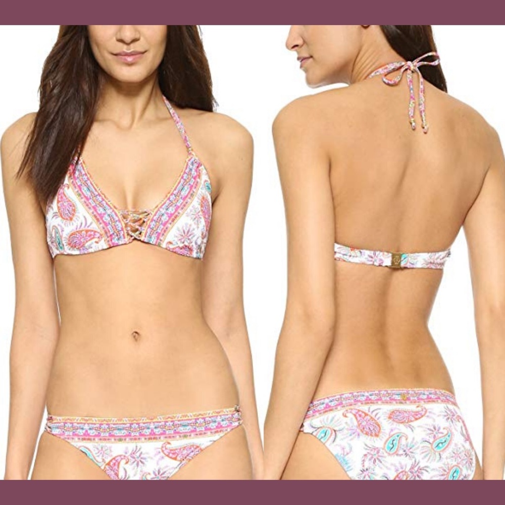 NWT Nanette‎ Lepore Gypsy Queen Halter Print Bikini Top [SZ Large ]